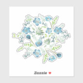 Elegante Boho Blue Green Watercolor-Blume Aufkleber (Blatt)