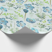 Elegante Boho Blue Green Watercolor-Blume Geschenkpapier (Ecke)