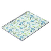 Elegante Boho Blue Green Watercolor-Blume Notizblock (Linke Seite)