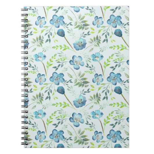 Elegante Boho Blue Green Watercolor-Blume Notizblock (Vorderseite)