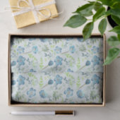 Elegante Boho Blue Green Watercolor-Blume Seidenpapier (Geschenk)