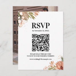 Elegante Boho Blume, Foto RSVP Karte