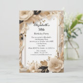 Elegante boho Blume Geburtstagsparty Moderne Einladung (Stehend Vorderseite)