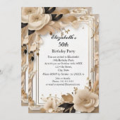 Elegante boho Blume Geburtstagsparty Moderne Einladung (Vorne/Hinten)