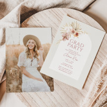 Elegante Boho-Blumen-Abschlussfeier-Einladung