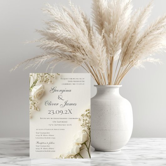 Elegante Boho-Blumen-Hochzeitseinladung Einladung