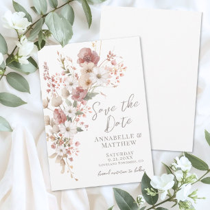 Elegante Boho-Blumen Wilde Blumen Hochzeit Save The Date