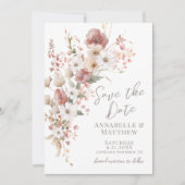 Elegante Boho-Blumen Wilde Blumen Hochzeit Save The Date (Vorderseite)