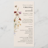 Elegante Boho-Blumenhochzeit Programm (Vorderseite)