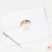 Elegante Boho-Blumenhochzeit  Runder Aufkleber (Umschlag)