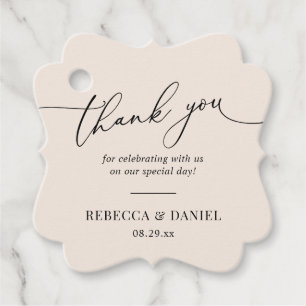 Elegante Boho-Blush-Monogramm-Hochzeits-Dankeschön Geschenkanhänger
