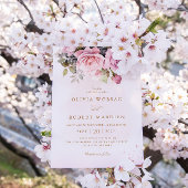 Elegante Boho Blush Pink Blumenzwiebelblume Hochze Einladung