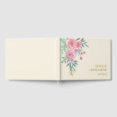 Elegante Boho Blush Pink Blumenzwiebelblume Hochze Gästebuch (Voll)