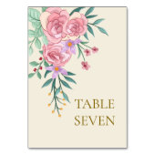 Elegante Boho Blush Pink Blumenzwiebelblume Hochze Tischnummer (Vorderseite)