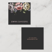 Elegante Boho Botanical Florals Black Calling Card Telefonnummerkarte (Vorne/Hinten)
