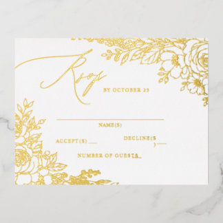 Elegante Boho-Botanische Herbst-Blumen-RSVP Folie Einladungspostkarte