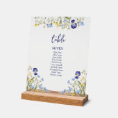 Elegante boho Botanische Wildblumen Blaue Hochzeit Acrylschild (Winkel)