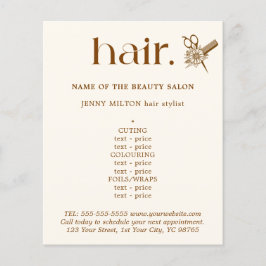 Elegante Boho Brown Golden Scissors Haar Menü