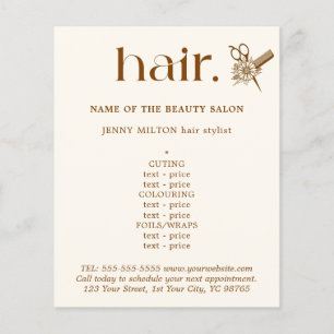 Elegante Boho Brown Golden Scissors Haar Menü