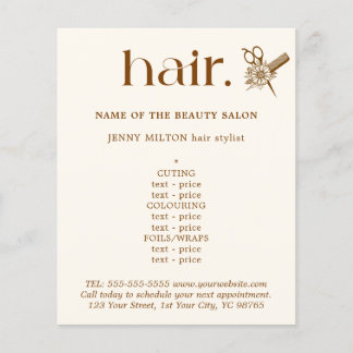 Elegante Boho Brown Golden Scissors Haar Menü