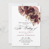 Elegante Boho Burgundy Gold Rose Blumenzwiese Einladung (Vorderseite)