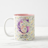 Elegante Boho Chic Floral Monogram Tasse - G (Links)