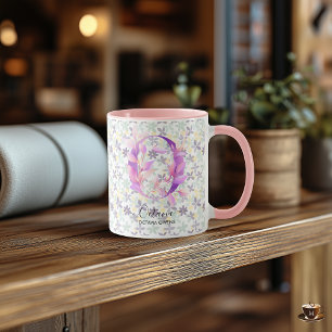 Elegante Boho Chic Floral Monogram Tasse - O