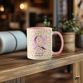 Elegante Boho Chic Floral Monogram Tasse - Q