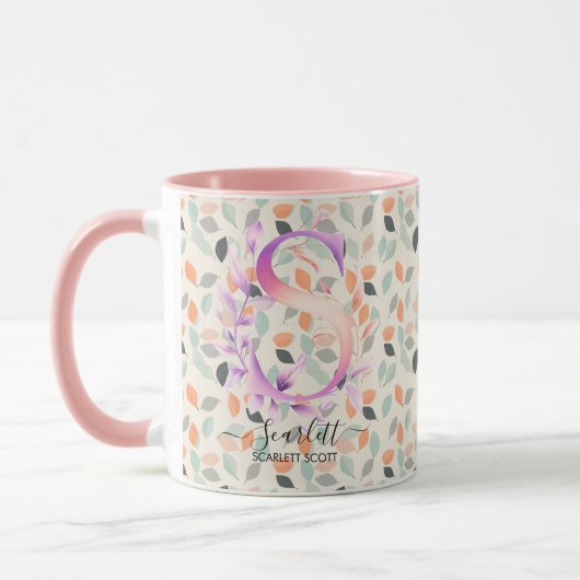 Elegante Boho Chic Floral Monogram Tasse - S (Links)