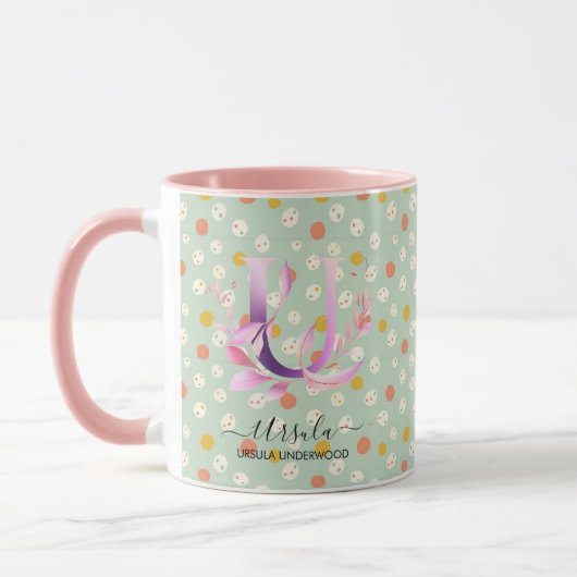 Elegante Boho Chic Floral Monogram Tasse - U (Links)