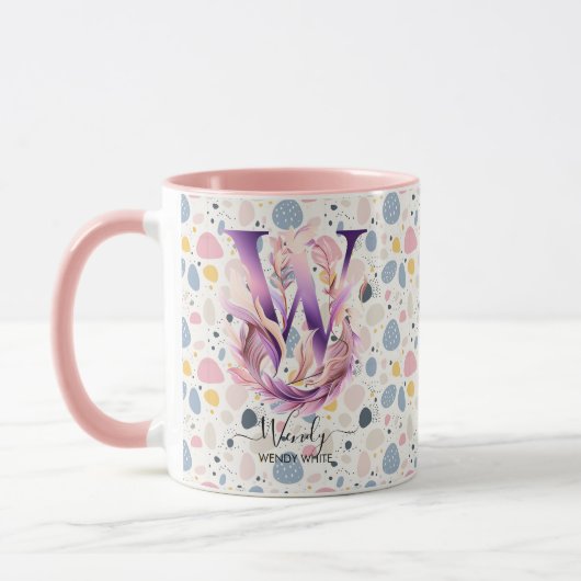 Elegante Boho Chic Floral Monogram Tasse - W (Links)