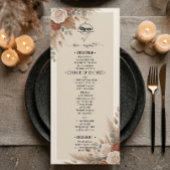Elegante Boho-Chic-Hochzeit Menükarte