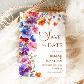 Elegante Boho-Chic-Wildflower-Gartenhochzeit Save The Date