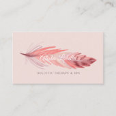 Elegante Boho Coral & Blush Pink Wasserfarbenfeder Visitenkarte (Vorderseite)