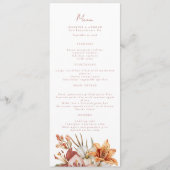 Elegante Boho Fall Floral Wedding Menus Menükarte (Vorderseite)