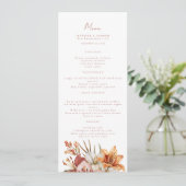 Elegante Boho Fall Floral Wedding Menus Menükarte (Stehend Vorderseite)