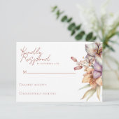 Elegante Boho Fall Floral Wedding RSVP Cards Karte (Stehend Vorderseite)