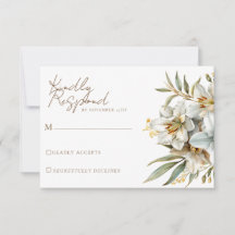 Elegante Boho Fall Floral Wedding RSVP Cards