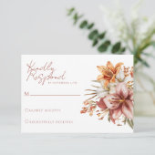Elegante Boho Fall Floral Wedding RSVP Cards Karte (Stehend Vorderseite)