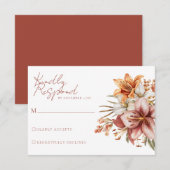 Elegante Boho Fall Floral Wedding RSVP Cards Karte (Vorne/Hinten)