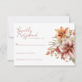 Elegante Boho Fall Floral Wedding RSVP Cards Karte