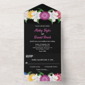 Elegante Boho farbenfrohe Blume Hochzeit der Schwa All In One Einladung (Innen Boden)