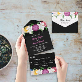 Elegante Boho farbenfrohe Blume Hochzeit der Schwa All In One Einladung