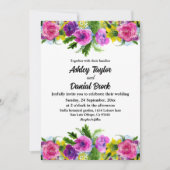 Elegante Boho farbenfrohe Rose Sommerblumenhochzei Einladung (Vorderseite)