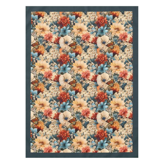 Elegante Boho farbenfrohe wilde Blume und Schmette Tischdecke (Vorderseite)