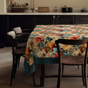 Elegante Boho farbenfrohe wilde Blume und Schmette Tischdecke
