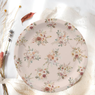 Elegante Boho-Floral-Baby-Party Pappteller