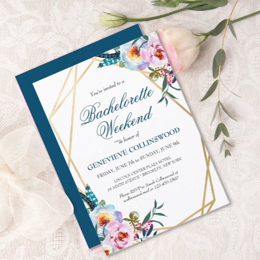 Elegante Boho Floral Bachelorette Wochenende Ausfl Einladung