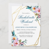 Elegante Boho Floral Bachelorette Wochenende Ausfl Einladung (Vorderseite)