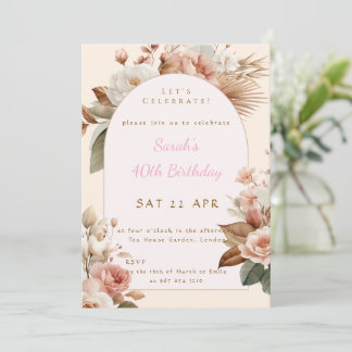 Elegante Boho-Floral-Geburtstagseinladung Einladung